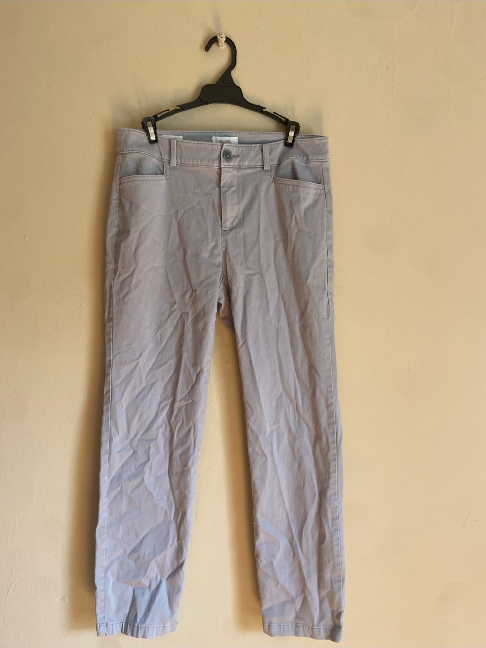 LOFT Light Gray Straight-Leg Trousers